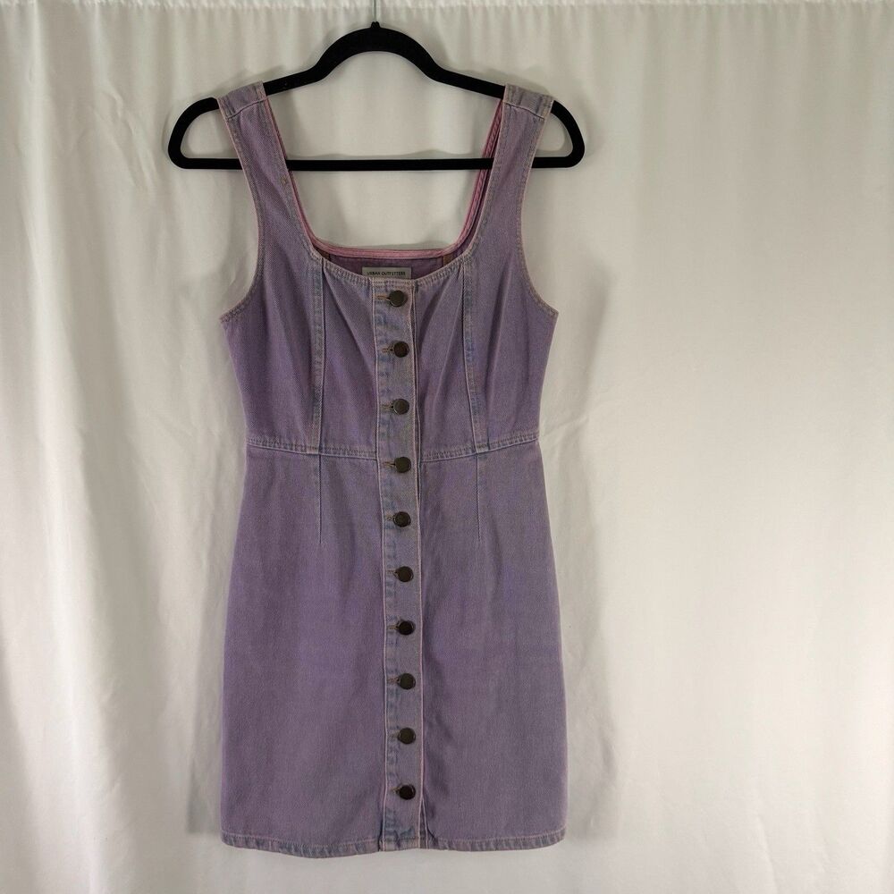 Urban Outfitters Denim Mini Dress Women's 0 Purple Button Up Sleeveless